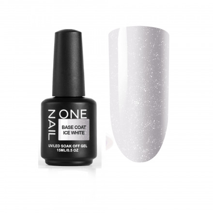 ONE NAIL   Base ICE WHITE   15мл   База камуфлирующая жесткая c шиммером