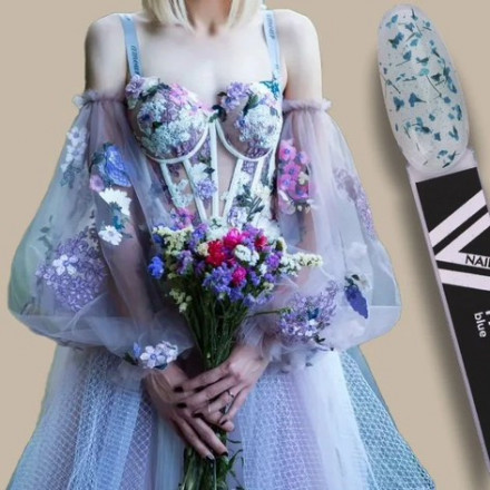 VOGUE NAILS  Гель с сухоцветами Flowers Gel  Blue 10мл
